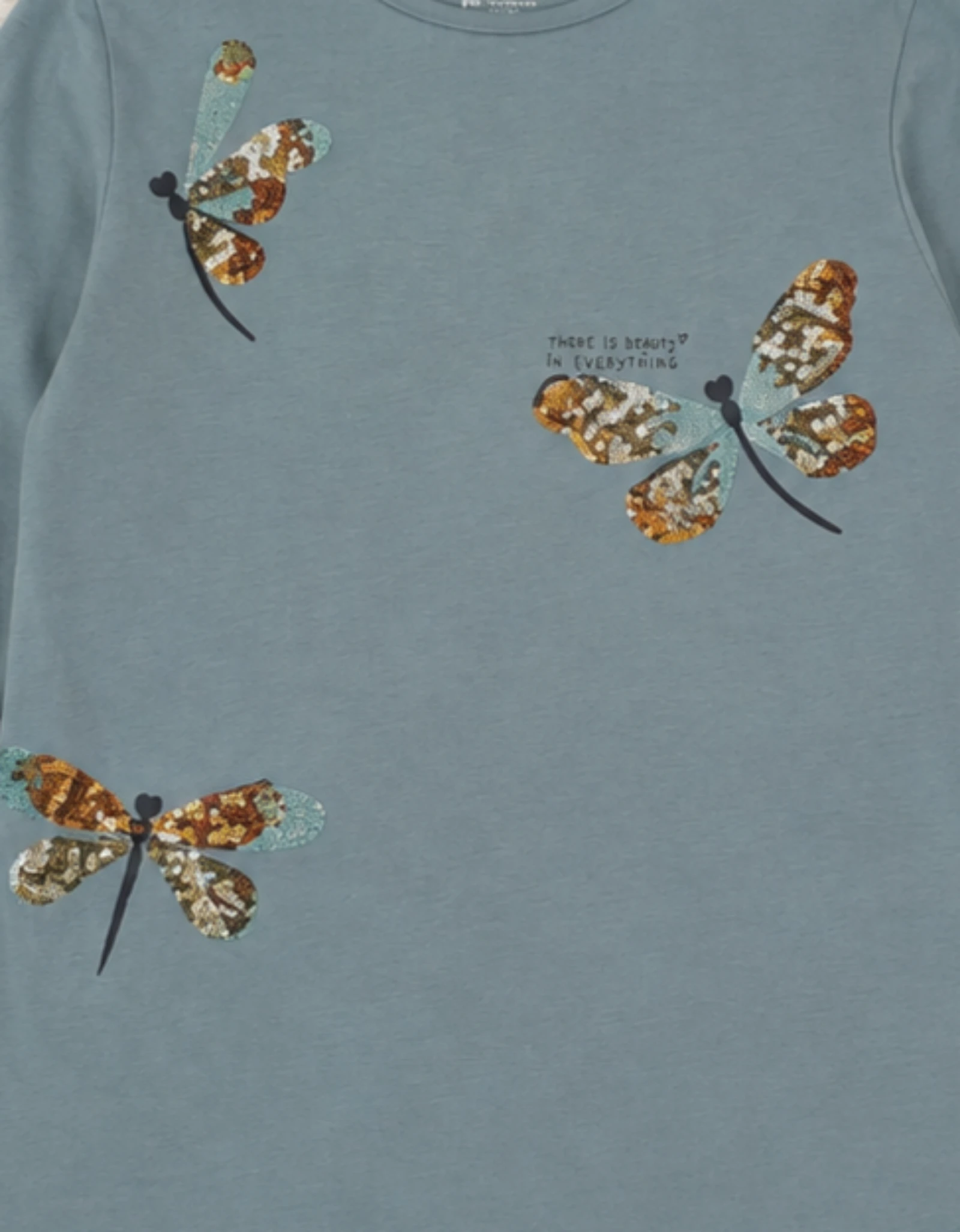 Vertbaudet green grey t-shirt 14 years old dragonflies 👒 – photo 3